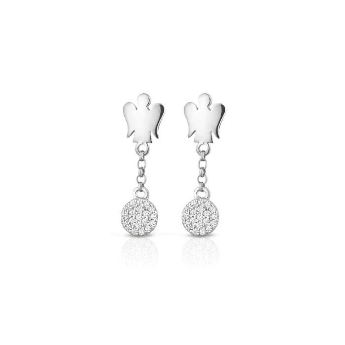 Orecchini in argento con angelo e paillettes - GIA414