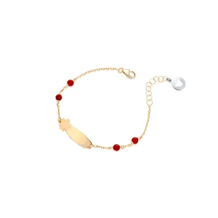 Bracciale bimba o bimbo in oro con targhetta angelo e coralli rossi Roberto Giannotti - NKT325