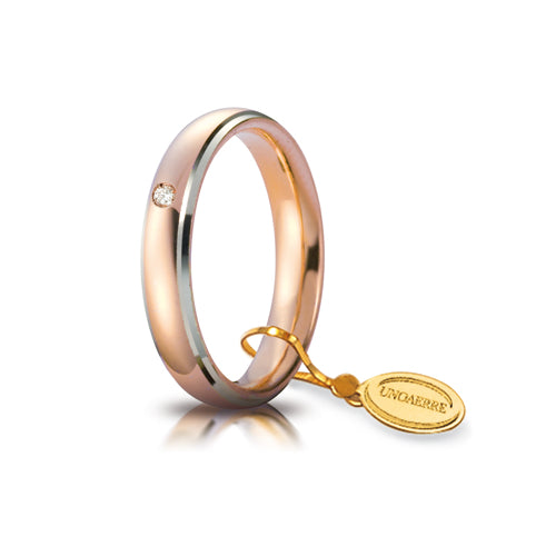 Fede Comoda Unoaerre mm.4,0 in oro rosso e bianco - 040AFC0010113