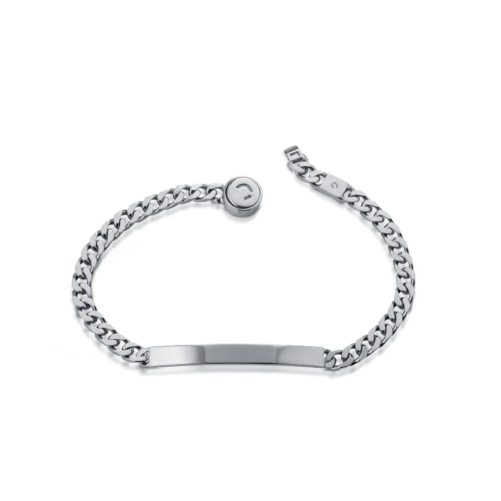 Bracciale uomo in argento con piastrina e diamante Roberto Giannotti - MAN40