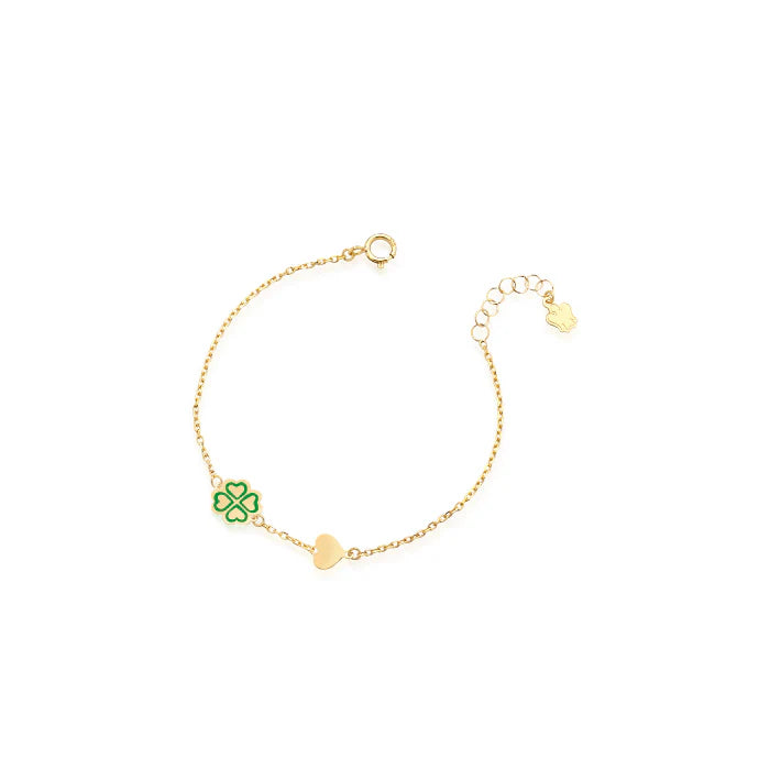 Bracciale oro bambini con quadrifoglio e cuore Roberto Giannotti - NKT391