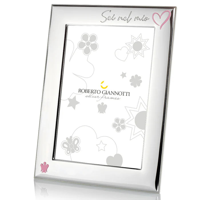 Cornice in Argento "Sei nel mio cuore" rosa Roberto Giannotti - GICO22
