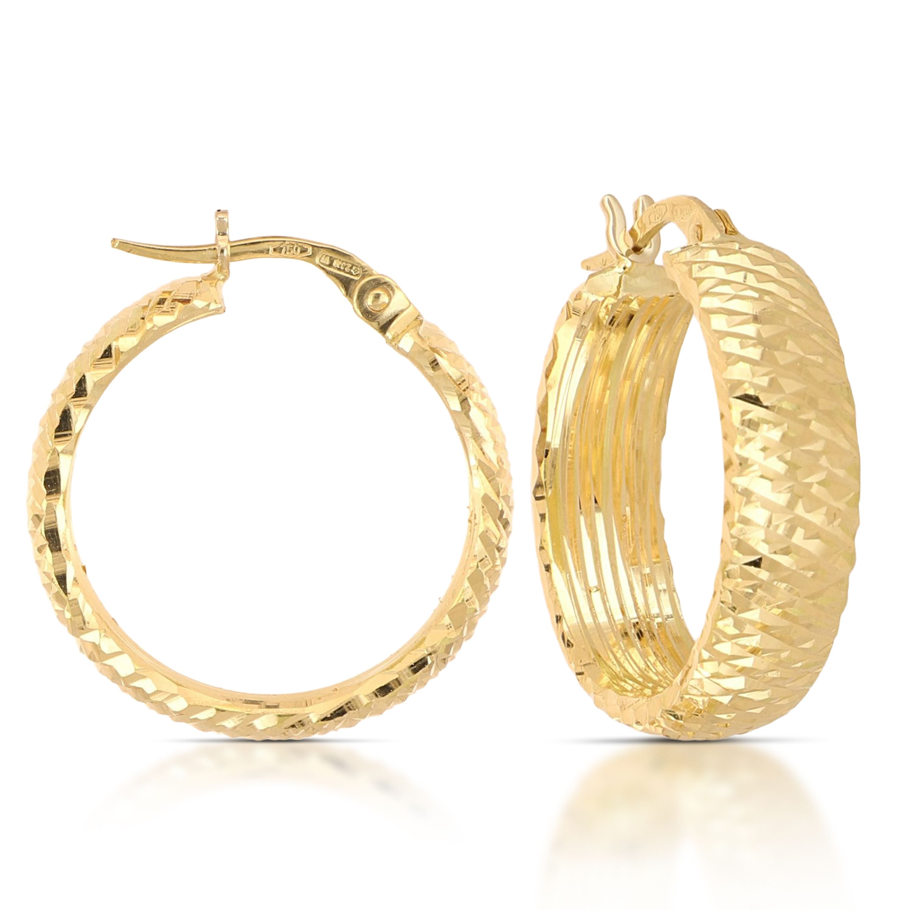 Orecchini Cerchi Martellati in Oro 18kt - 803321749270