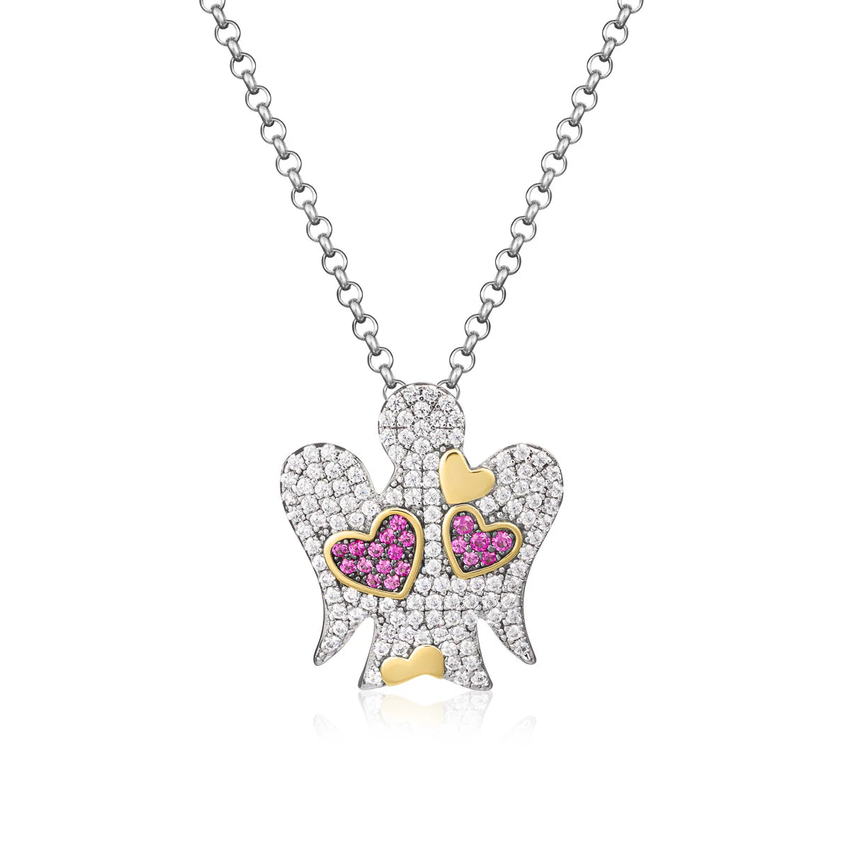 Collana in Argento con Angelo Cuori e Zirconi rossi Roberto Giannotti - GIA371