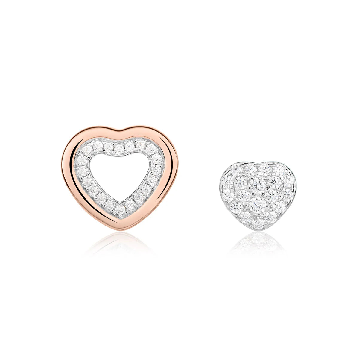 Orecchini trilogia cuore pavè e cuore argento rosato Roberto Giannotti   - GIA457