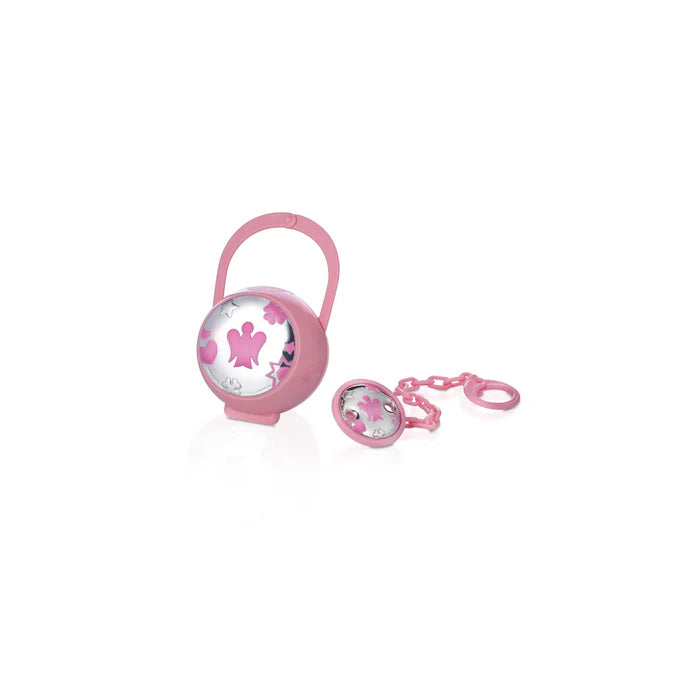 Set Pinza e Porta Ciuccio Bimba Rosa con placca in Argento Roberto Giannotti - GICO17