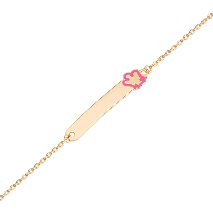 Bracciale oro bambina con targhetta e angelo rosa Roberto Giannotti -  NKT377