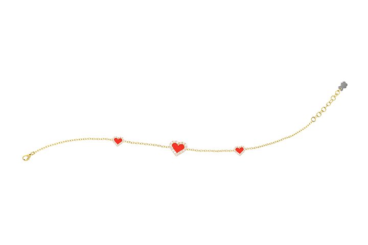 Bracciale BAMBINA NANAN Cuori Rossi Argento - NAN0473