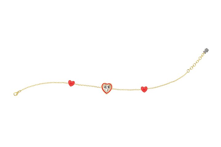 Bracciale BAMBINA NANAN Cuori Rossi e Pietra Brillante - NAN0459