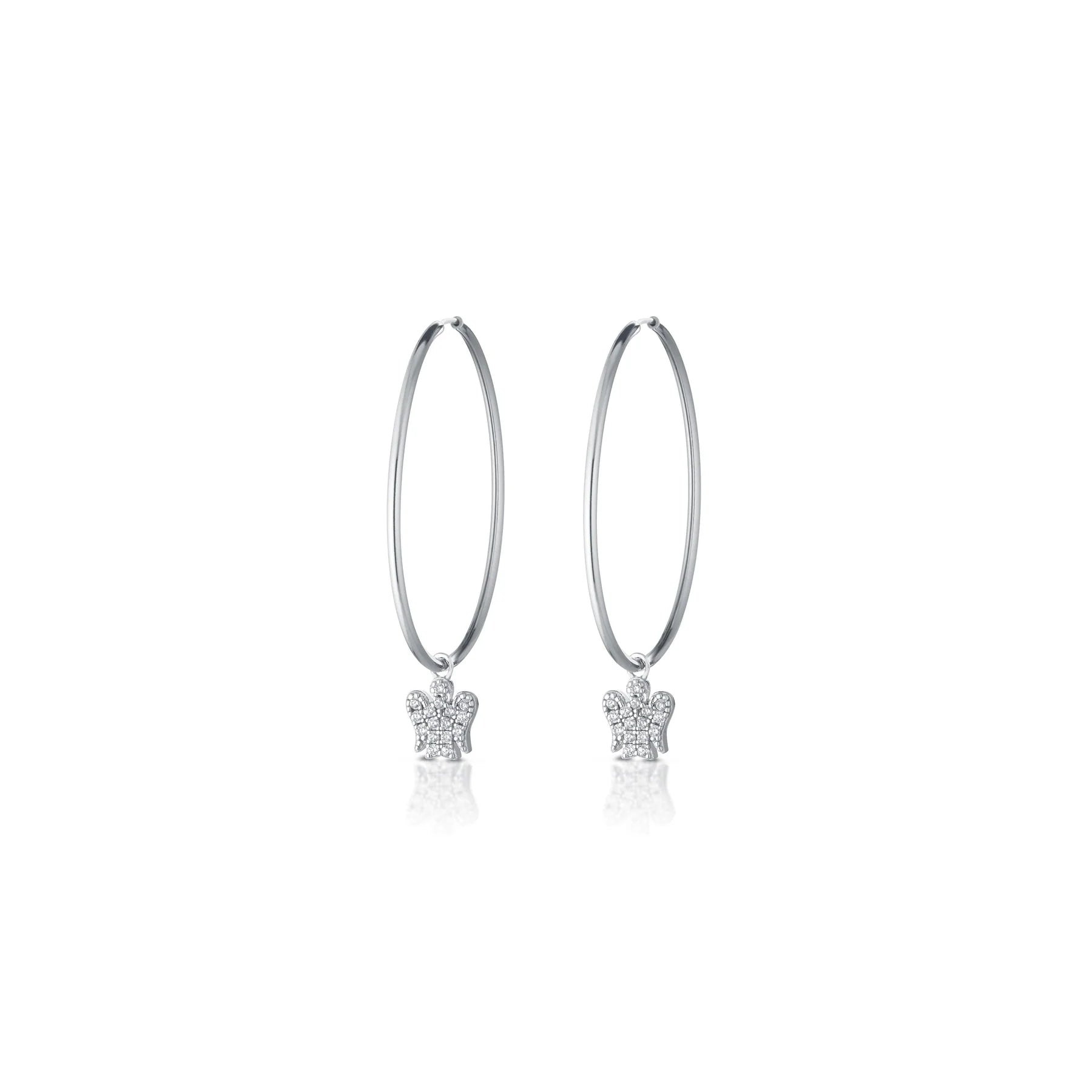 Orecchini Con Angelo Charm In Argento E Zirconi - GIA391
