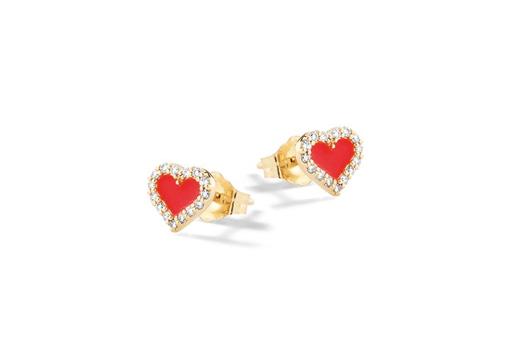 Orecchini BAMBINA NANAN Cuori Rossi Argento - NAN0474
