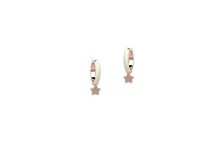 Orecchini BAMBINA NANAN Cerchio Smalto Bianco Arg 925 STELLA - NAN0324